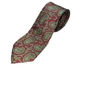 Vintage Pierre Cardin Silk Tie Paisley Print Paris New York Red Teal Gold Rare